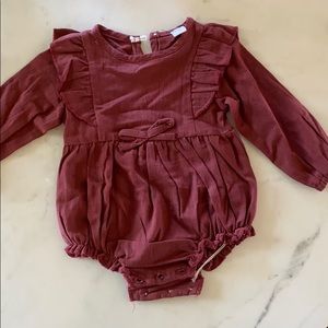 Baby girls burgundy romper